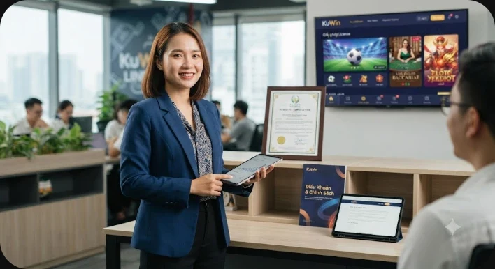 Ảnh minh họa thông tin chi tiết về giấy phép và kho game KuWin