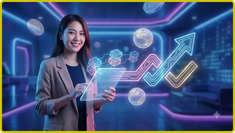 Minh họa lợi ích khi đăng ký tài khoản nền tảng giải trí premium với giao diện holographic hiện đại