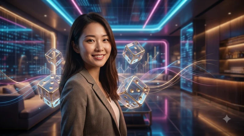 Minh họa nguyên tắc quản lý rủi ro khi chơi dice party game premium platform với bảng điều khiển holographic