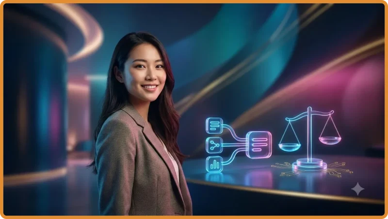Minh họa tổng quan hệ sinh thái giải trí kỹ thuật số với các nút sáng và giao diện holographic