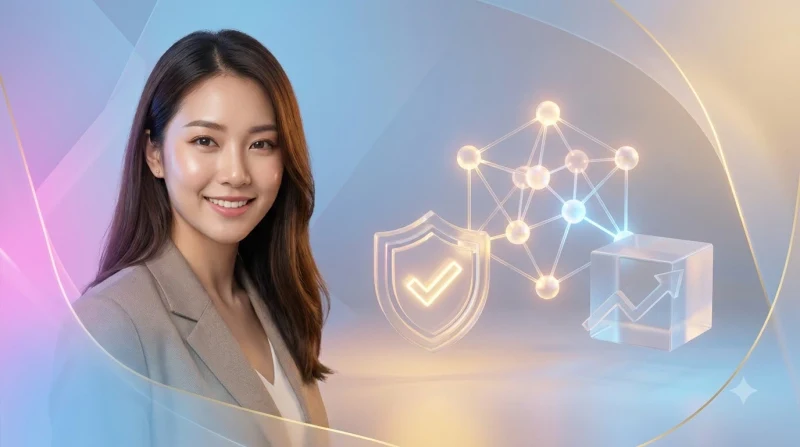 Năm tiêu chí nhận biết nhà cái uy tín được thể hiện qua biểu tượng shield và checkmark phát sáng