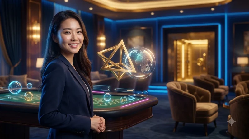 Thiết bị kỹ thuật số hiển thị nền tảng giải trí trực tuyến với giao diện phát sáng